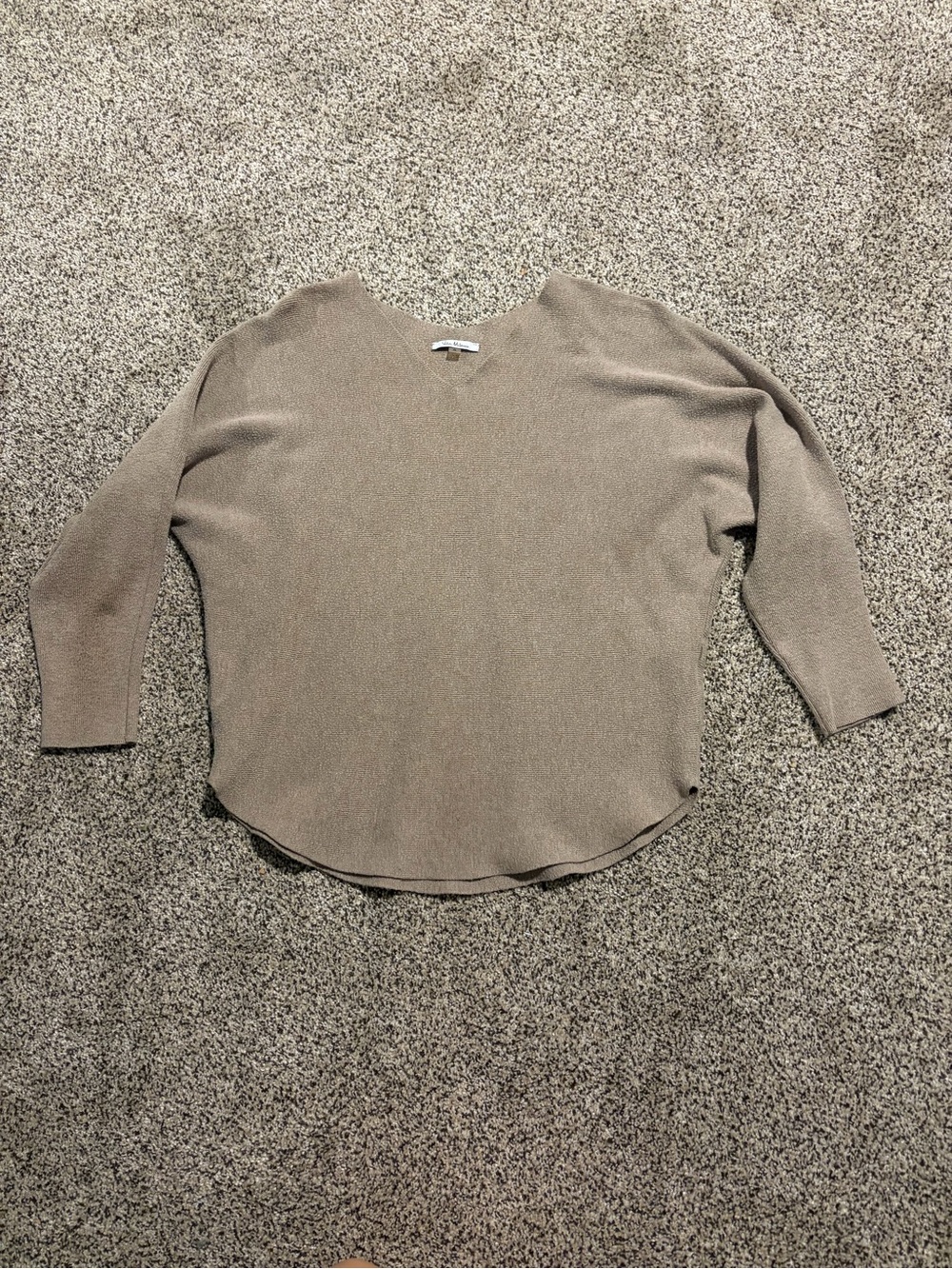 Vila Milano taupe dolman sleeve v-neck sweater with 3/4 sleeves